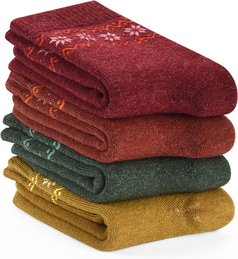 Pack of 4 Winter Warm Thick Wool Socks Women socks Hiking Socks Knit Outdoor Recreation Socks for Women Soft and Comfortable Terry Socks New 2022...