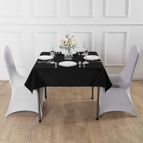 Cupuamon Square Tablecloth 52x52 inch Washable Polyester Fabric Table Cloth for Wedding Party Dining Banquet Decoration?52x52,Black?...