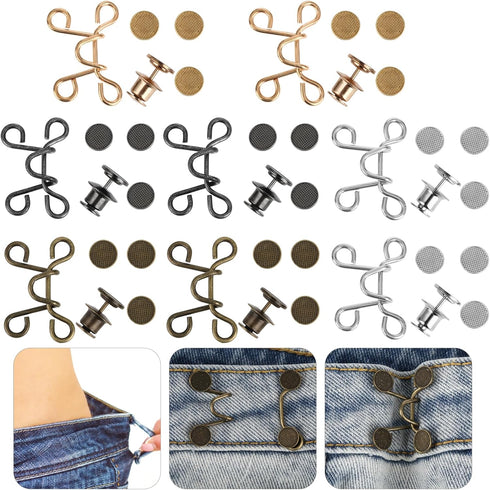 8Sets Pant Waist Tightener, Adjustable Jean Waist Tightener, Pant Waist Tightener Pants Clips for Waist Pins, No Sewing Brooch Tightening, Waistba...