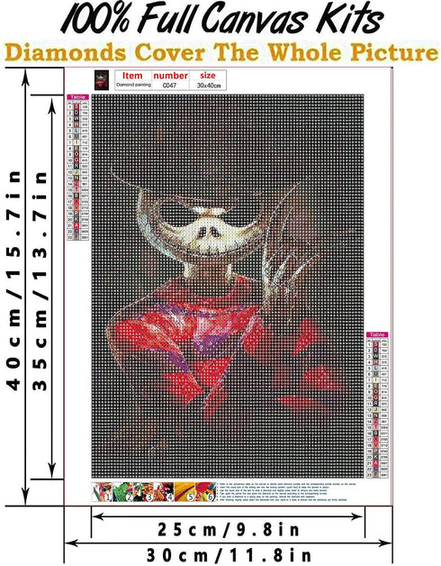 Bysincy 5D Full Drill Diamond Painting Kit, Jack Halloween Skull 12x16 Inch, DIY Diamond Painting by Number Kits Cross Stitch Rhinestone Embroider...