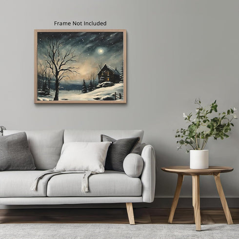 Posterizer 1 pcs-old farm house in snowy winter nature-in oil painting style-12-Landscape & Nature Art-GIft for Men Women Teens-Dining Room Decor-...