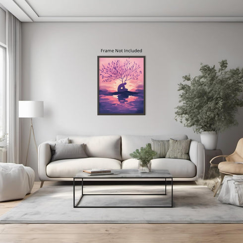 Posterizer 1 pcs-pink purple art-growth in solitude-in oil painting style 1-Abstract & Modern Art-Floral & Botanical Art-Chic Home Decor- unframed...