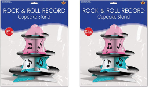 Beistle , 2 Piece Rock and Roll Record Cupcake Stand, 13.5", Multicolor...