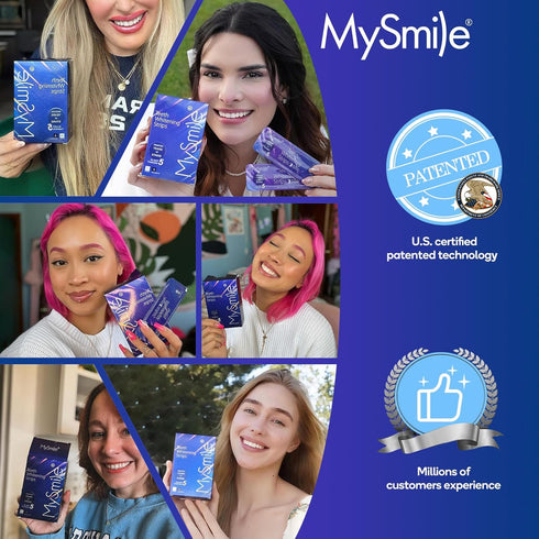 MySmile Advanced Teeth Whitening Strips - Non-Sensitive Formulated 5X Plus Whitening Results, Safe for Enamel - 10 Whitening Strips Dental Stain R...