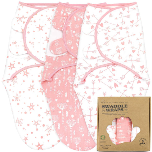 Bublo Baby Swaddles for Newborns – 3-Pack Infant Swaddles 0-3 Months – Adjustable Swaddle Sleep Sack – Soft Organic Cotton Baby Wrap for Safe & Co...