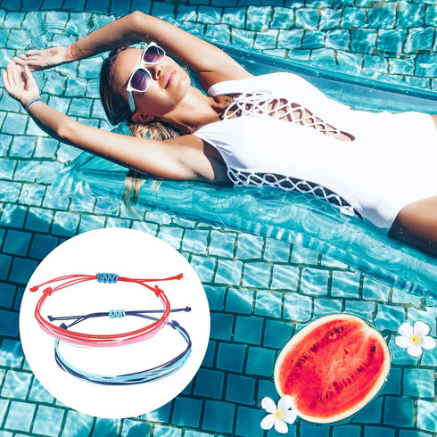 Hicarer 30 Pieces Adjustable Woven Anklets Bracelets Bohemian Braided Rope Bracelets Waterproof Wax Coated Anklets for Women...