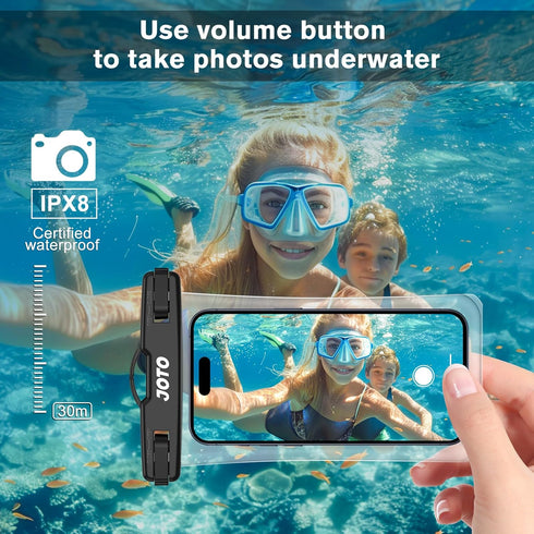 JOTO IPX8 Waterproof Phone Pouch Case, Underwater Dry Bag for Phone Protector for iPhone 15 14 13 12 11 Pro Max, Galaxy S24 S23 S22 Ultra Pixel to...