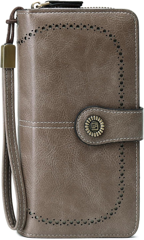 Women Fashion Zip Around Wallet Large Capacity Long Purse Credit Card Phone Holder Clutch with RFID Blocking and Wristlet Strap...