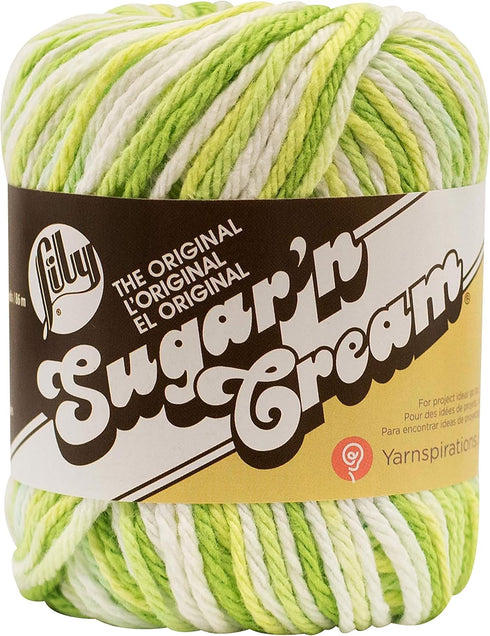 Lily Sugar 'N Cream The Original Ombre Yarn, 2oz, Gauge 4 Medium, 100% Cotton, Key Lime Pie - Machine Wash & Dry...