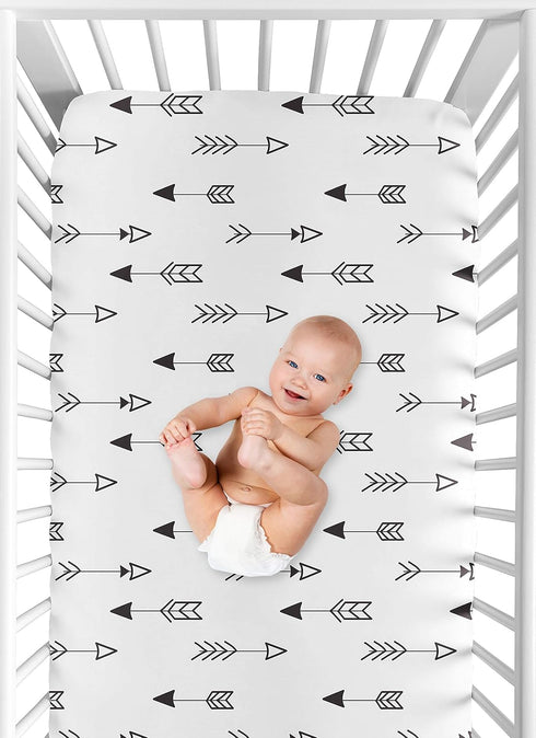Sweet Jojo Designs Black and White Arrow Boy, Girl, Unisex/Gender Neutral Baby Fitted Crib Sheet for Infant Newborn Nursery Toddler Bed Room Stand...