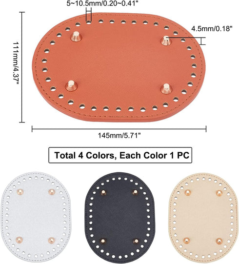 PH PandaHall 4pcs Crochet Bag Bottom, 5.7 x 4.3 Inch Oval Bottom Bag Leather Bottom Shaper Pad Small Purse Bottom for Bags Cushion Base with Holes...