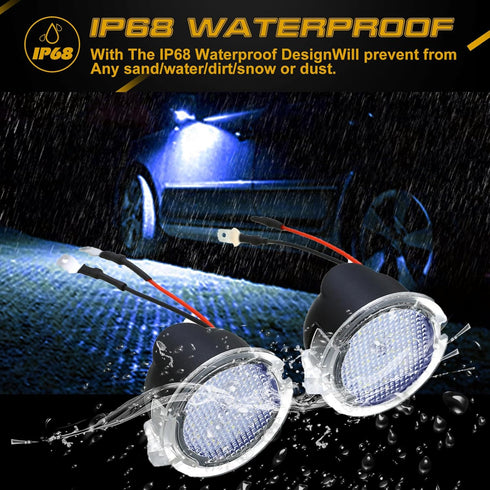 Xotic Tech Pair LED Under Mirror Puddle Lights OE Replacement Error Free Compatible with Ford F150 Raptor Explorer or Lincoln or Mercury or Toyota...