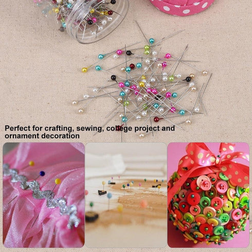 500Pcs Pearl Needles Quilting Pins Packed in Fabric Covered Pin Cushion Bottle Wedding Decorating Tool Sewing Crafts...