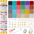 4mm Seed Beads Bracelet Making Kit, Glass Beads for Bracelets Friendship Bracelet Kit, Coloured Waist Beads Kit with Letter Beads Pearl Charm Bead...