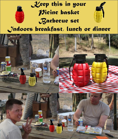 Caliber Gourmet Condiment Dispenser Set. Grenade Shape for BBQ Grill, Camping & Picnics, Ketchup Mustard Bundle Set, Red & Yellow, Home & Kitchen,...