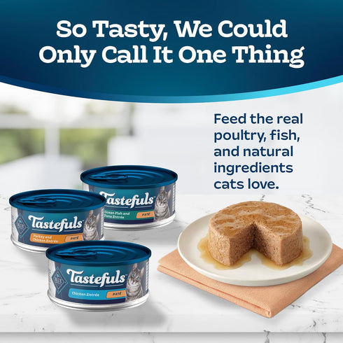 Blue Buffalo Tastefuls Wet Cat Food Paté Variety Pack, Made with Natural Ingredients | Chicken, Turkey & Chicken, and Ocean Fish & Tuna Entrées, 5...