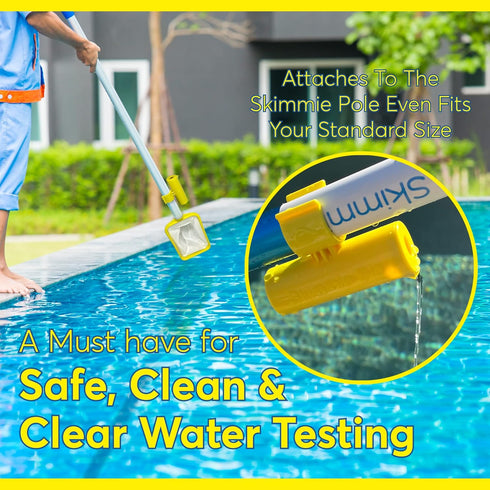 The Skimmie Dip - The Convenient Pool Water Testing Attachment for The Skimmie Pole or Standard Size Pool Pole - Easy and Efficient Water Sample C...