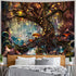 YEXIT Fairy Tales Magical Forest Tapestry, Nature Tree of Life with Elves Landscape Tapestry Wall Hanging for Living Room BedRoom Decoration Red 6...