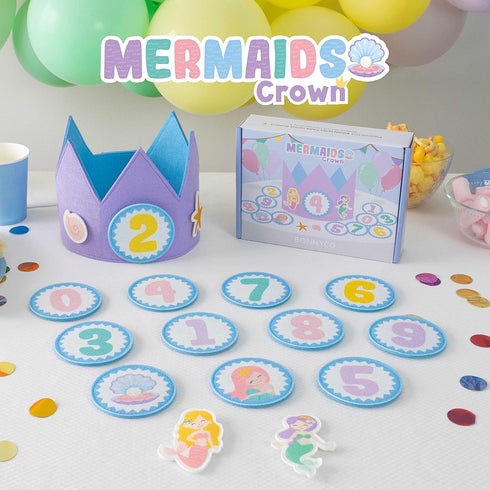 BONNYCO Mermaid Birthday Crown with Interchangeable Numbers from 0 to 9 & Themed Figures First Birthday Gifts for Girls, Birthday Hat, 1st Birthda...