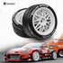 1/10 RC On Road Tires and Plastic Rally Wheels 12mm Hex Drift Tyres for 1:10 Scale Racing Touring Street Car Tamiya TT01 TT02 XV01 TA06 A959 14400...