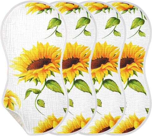 Muslin Baby Burp Cloths Set of 2, Soft Absorbent Big Sunflower Muslin Washcloths, Bibs, Face Towel for Newborn Boys Girls, 22 x 11 Inch...