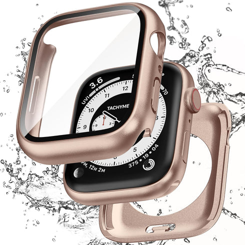 2 in 1 Waterproof Case Compatible with Apple Watch 45mm Series 9/8/7 with Tempered Glass Screen Protector, Full Coverage Bumper Cover for iWatch C...