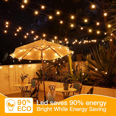 Ollny 25FT Outdoor String Lights, Waterproof Connectable Shatterproof Outside Light with 13 Edison + 1 Spare LED Bulbs Plug in, Patio Lights for I...