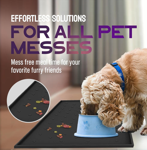 Dog Food Mat - Raised Edges Cat Food Mat Prevent Spills – 100% Waterproof Dog Mat for Food and Water Protect Floors - Easy Clean Dog Bowl Mats for...