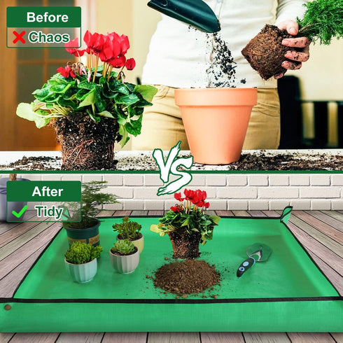 Large Repotting Mat for House Plants Transplanting Control Mess 39.5"x 31.5" Portable Potting Tray Planting Gardening Mat Garden Gifts for Women M...