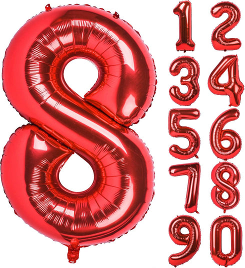 40 inch red big number 8 birthday party decoration foil polyester film balloons anniversary party wedding for girls and boys digit 8...