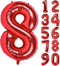 40 inch red big number 8 birthday party decoration foil polyester film balloons anniversary party wedding for girls and boys digit 8...