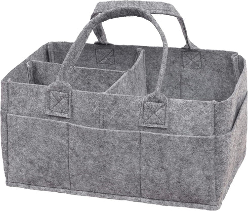 Sammy & Lou Collapsible Light Gray Felt Storage Caddy, Divided Design To Keep Diapers, Wipes And Changing Items Organized, Two Handles, 11.5"D x 6...
