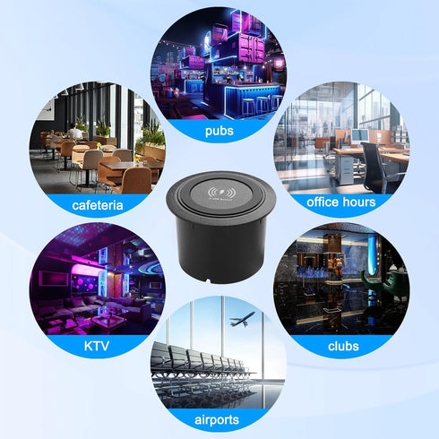 XMSJSIY Desktop Embedded Wireless Charger 3-in-1 Multifunctional Pop-Up 10W Fast Charging Wireless Charger USB Desktop Charger Dual USB Charging f...