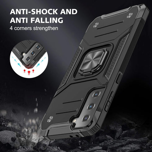YmhxcY for Galaxy S21 5G Case with 3D Curved Screen Protector,Armor Grade Case with Rotating Holder Kickstand Non-Slip Hybrid Rugged Phone Case fo...