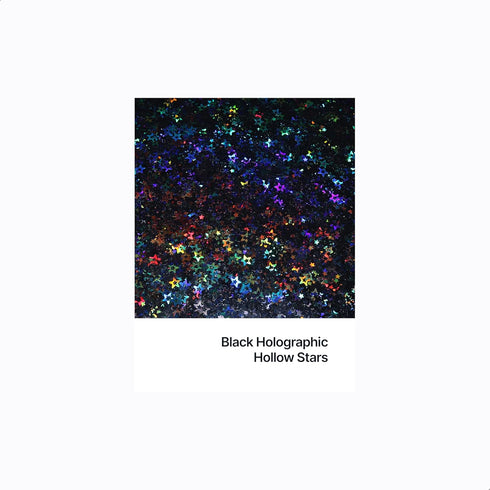 Hemway Craft Glitter - 1/5" 0.2" 5mm - Hollow Star Shaped Glitter, Star, Table, Sequin, Confetti, Nail and Decoration - Black Holographic - 50g...