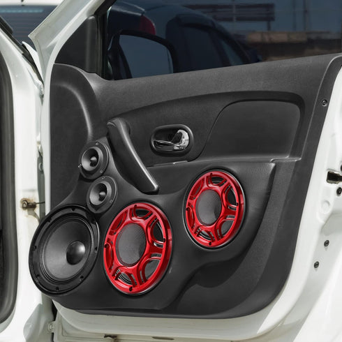X AUTOHAUX 2pcs 6 Inch Car Metal Audio Speaker Grill Cover Mesh Woofer Horn Guard Decorative Circle Grille Protector Red...