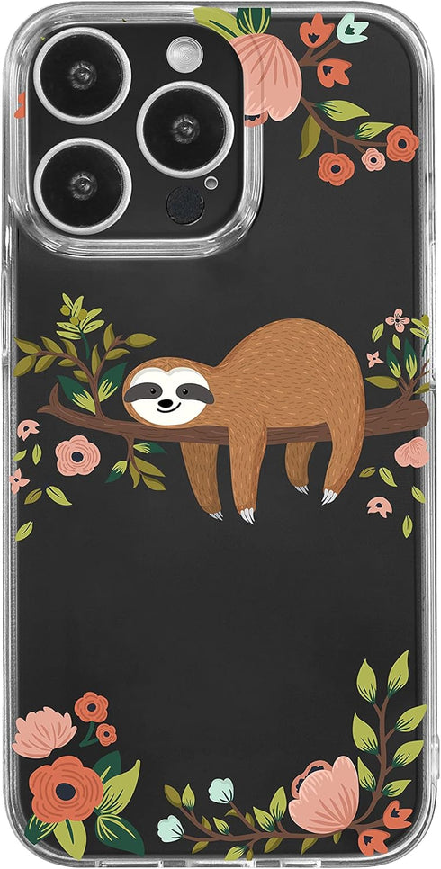 Blingy's for iPhone 13 Pro Case (6.1 inch), Cute Sloth Pattern Fun Cartoon Animal Style Transparent Soft TPU Protective Clear Case (Sleeping Sloth...