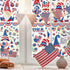 138Pcs Patriotic Window Clings 4th of July Gnome American Flag Firework Window Decals Red Blue Star Stripe Double-Sided Prints PVC Stickers for In...