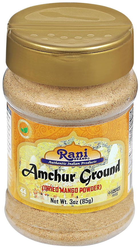 Rani Amchur (Mango) Ground Powder Spice 3oz (85g) PET Jar ~ All Natural, Indian Origin | No Color | Gluten Friendly | Vegan | NON-GMO | Kosher | N...