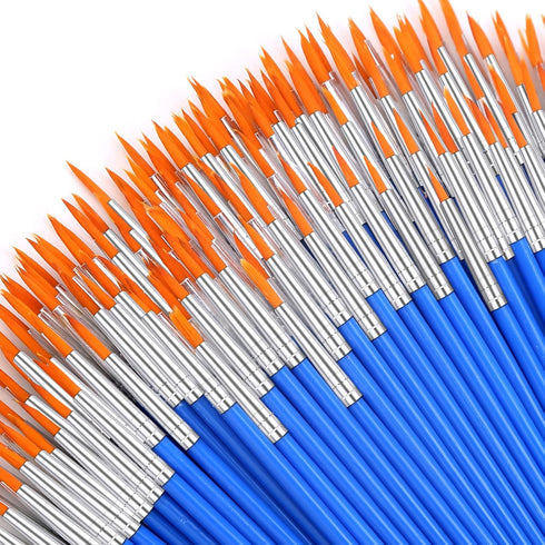 anezus 100Pcs Paint Brushes Bulk Small, for Kids Fine Set Detail Classroom Model Canvas Face Nail Art Acrylic Watercolor Craft Supplies, Blue...