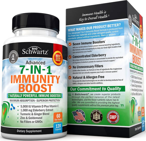 Immune Support Supplement with Zinc Vitamin C Vitamin D 5000 IU Elderberry Ginger D3 Goldenseal - Dr Approved Immunity Vitamins for Adults Women a...