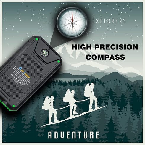 Solar Charger Power Bank 36800mah,18W PD 5V*3.1A Fast Charging,QC3.0 Portable Charger Solar Power Bank,IP67 Waterproof Camping Gear Accessory (Gre...