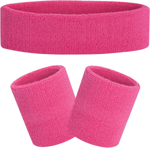Sweatbands Set, Headband and Wrist Sweatbands, Cotton Sweat Band for Athletic Men and Women, Sweatbands Sports Headbands for Working Out, Running,...