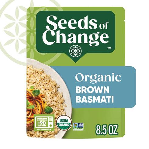 SEEDS OF CHANGE Certified Organic Brown Basmati Rice, Organic Food, 8.5 OZ Pouch...