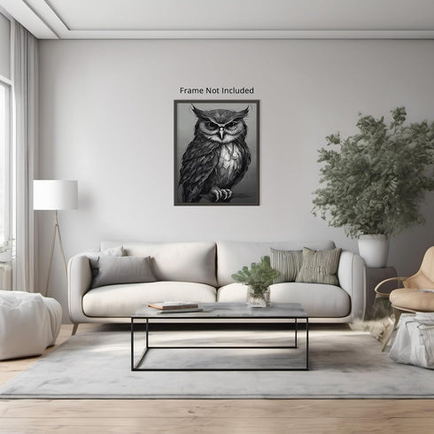 Posterizer 1 pcs- majestic black and white owl print-Gothic Art-Art for Animal Lovers- Living Room Bedroom Decor- unframed wall art...