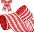 TONIFUL 2 Rolls-2 Inch Red Striped Wired Ribbon, Red and White Stripe Wired Ribbon for Gift Wrapping, Indoor, Bows Making, Wedding Birthday Party ...