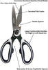 Kitchen Shears, Chef Scissors, Poultry Shears, Meat Shears, Kitchen Scissors with Premium Stainless Steel Blades & Sure-Grip Ergonomic Handles (Wh...