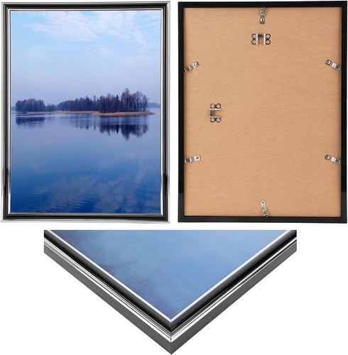 12x16 Picture Frame For Wall, Display Pictures 12x16 Poster Frame for Pictures, Certificates, Awards, Medals and Photos Frame,Silver-Black,1Pack...