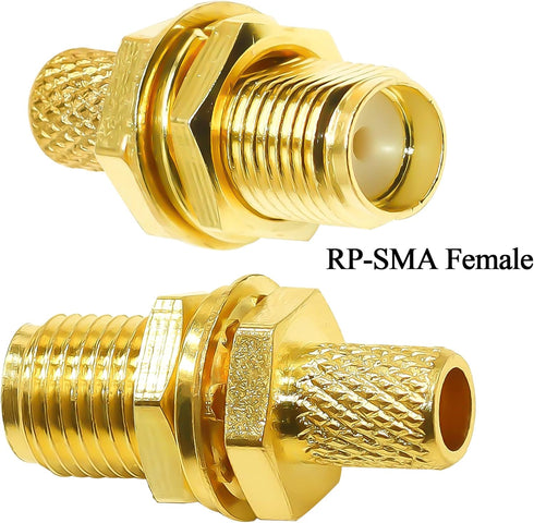 TUOLNK RPSMA Coax Connector RP SMA Female Crimp Coaxial Adapter RP-SMA Female Bulkhead Converter for RG58 RG142 Coaxial Cable 10pcs...