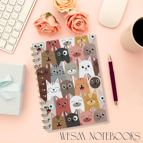 Cat Notebook - Cute Cat Journal, Cat Gift Journal, Cat Office Supplies Spiral Notebook, Black Cat Spiral Notebook, 5.5x8.3 Inches...